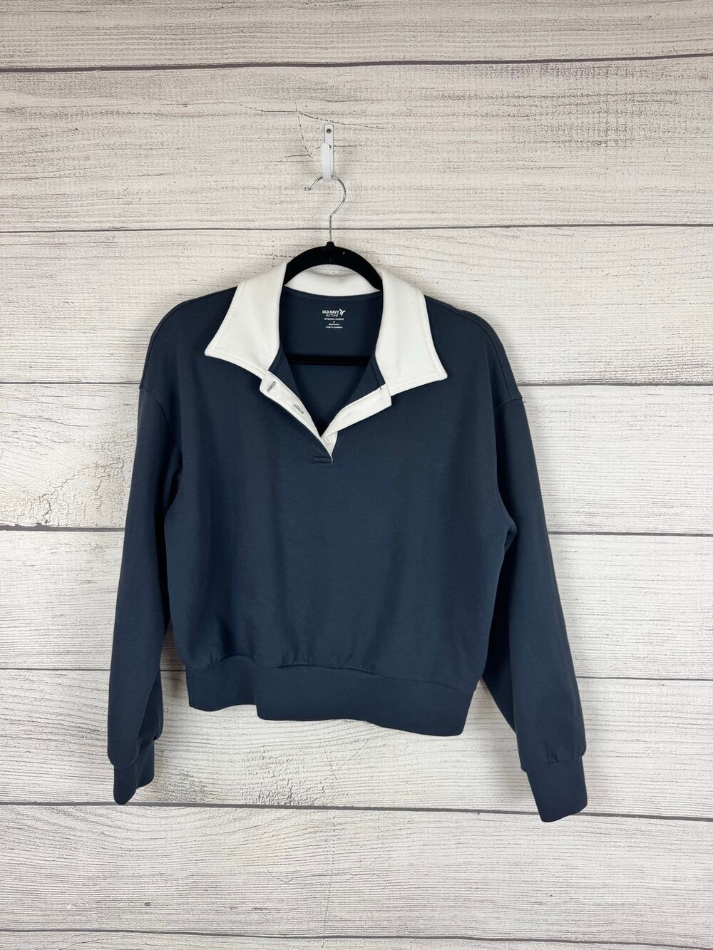Old Navy Active Women's Navy Dynamic Fleece Collar Sweatshirt Size Small